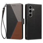 For Samsung Galaxy S26+ Case Color Stitching RFID Blocking Wallet Flip Leather Phone Cover with Wrist Strap