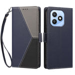 For Honor X8d 4G Case Color Stitching RFID Blocking Wallet Flip Leather Phone Cover with Wrist Strap