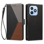 For Honor X8d 4G Case Color Stitching RFID Blocking Wallet Flip Leather Phone Cover with Wrist Strap