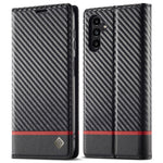 LC.IMEEKE til Samsung Galaxy A54 5G Carbon Fiber Tekstur Telefon Flip Læder Pung Etui Stødsikkert Mobiltelefon Cover