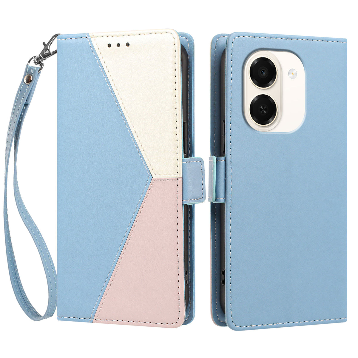 Honor Play 80 Plus 5G / Honor X7e 4G Fodral Färgsömmar RFID-blockerande Plånboksfodral i läder med handledsrem