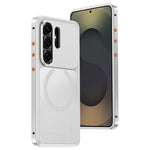 For Samsung Galaxy S23 Ultra Metal Frame Case Magnetic Snap On Frame PC Hollow Back Heat Dissipation Shockproof Cover