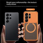 For Samsung Galaxy S23 Ultra Metal Frame Case Magnetic Snap On Frame PC Hollow Back Heat Dissipation Shockproof Cover