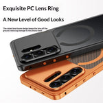 For Samsung Galaxy S23 Ultra Metal Frame Case Magnetic Snap On Frame PC Hollow Back Heat Dissipation Shockproof Cover