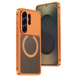 For Samsung Galaxy S23 Ultra Metal Frame Case Magnetic Snap On Frame PC Hollow Back Heat Dissipation Shockproof Cover