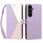 Til Samsung Galaxy S24+ / Galaxy S25+ Etui Farve Syninger RFID-blokerende Pung Flip Læder Telefoncover med Håndrem
