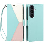 Til Samsung Galaxy S24+ / Galaxy S25+ Etui Farve Syninger RFID-blokerende Pung Flip Læder Telefoncover med Håndrem