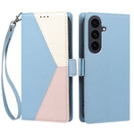 Til Samsung Galaxy S24+ / Galaxy S25+ Etui Farve Syninger RFID-blokerende Pung Flip Læder Telefoncover med Håndrem
