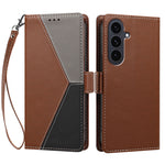 Til Samsung Galaxy S24+ / Galaxy S25+ Etui Farve Syninger RFID-blokerende Pung Flip Læder Telefoncover med Håndrem