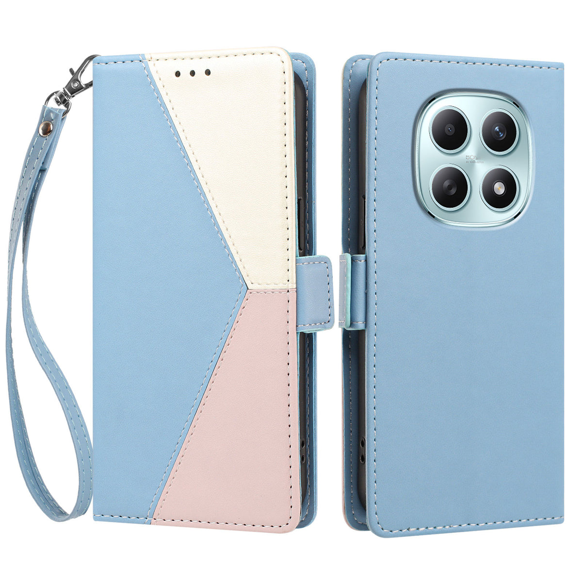 Xiaomi Poco M8 5G / Xiaomi Redmi Note 15 4G (Global) / Xiaomi Redmi Note 15 5G (Global) fodral Färgsömmar RFID-blockerande plånbok i läder med handledsrem