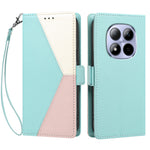 For Xiaomi Redmi Note 15 Pro 4G (Global) Case Color Stitching RFID Blocking Wallet Flip Leather Phone Cover with Wrist Strap
