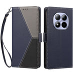 For Xiaomi Redmi Note 15 Pro 4G (Global) Case Color Stitching RFID Blocking Wallet Flip Leather Phone Cover with Wrist Strap