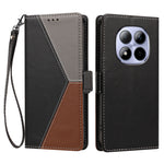 For Xiaomi Redmi Note 15 Pro 4G (Global) Case Color Stitching RFID Blocking Wallet Flip Leather Phone Cover with Wrist Strap
