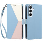 For Samsung Galaxy A16 4G / Galaxy A16 5G Case Color Stitching RFID Blocking Wallet Flip Leather Phone Cover with Wrist Strap
