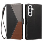 For Samsung Galaxy A25 5G (Global) (161mm) Case Color Stitching RFID Blocking Wallet Flip Leather Phone Cover with Wrist Strap