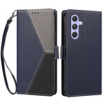 For Samsung Galaxy A55 5G Case Color Stitching RFID Blocking Wallet Flip Leather Phone Cover with Wrist Strap
