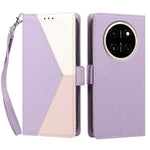 For Honor X80 Pro Max 5G Case Color Stitching RFID Blocking Wallet Flip Leather Phone Cover with Wrist Strap