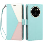 For Honor X80 Pro Max 5G Case Color Stitching RFID Blocking Wallet Flip Leather Phone Cover with Wrist Strap