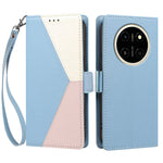For Honor X80 Pro Max 5G Case Color Stitching RFID Blocking Wallet Flip Leather Phone Cover with Wrist Strap