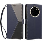 For Honor X80 Pro Max 5G Case Color Stitching RFID Blocking Wallet Flip Leather Phone Cover with Wrist Strap