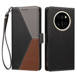 For Honor X80 Pro Max 5G Case Color Stitching RFID Blocking Wallet Flip Leather Phone Cover with Wrist Strap