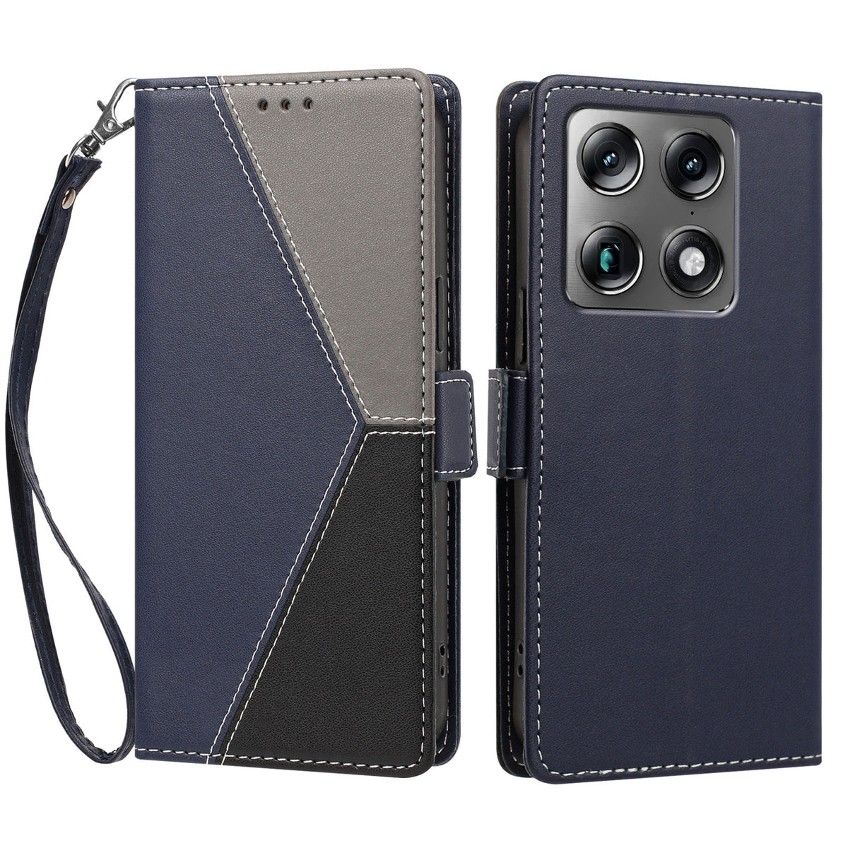 Motorola Moto X70 Air Pro 5G / Motorola Signature 5G-skal, färgsömmar, RFID-blockerande plånboksfodral i läder med handledsrem