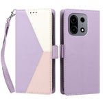 For OnePlus Nord CE6 Lite 5G / Realme P4x 5G / OnePlus Turbo 6X 5G Case Color Stitching RFID Blocking Wallet Flip Leather Phone Cover with Wrist Strap