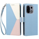 For OnePlus Nord CE6 Lite 5G / Realme P4x 5G / OnePlus Turbo 6X 5G Case Color Stitching RFID Blocking Wallet Flip Leather Phone Cover with Wrist Strap