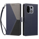 For OnePlus Nord CE6 Lite 5G / Realme P4x 5G / OnePlus Turbo 6X 5G Case Color Stitching RFID Blocking Wallet Flip Leather Phone Cover with Wrist Strap