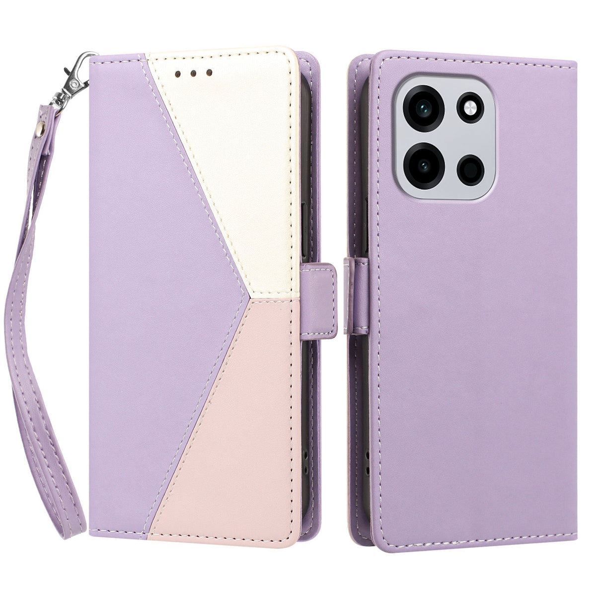 OnePlus Nord CE6 5G / OnePlus Turbo 6V 5G / OnePlus Turbo 6 5G / OnePlus Nord 6 5G skal färgade sömmar RFID-blockerande plånbok i läder med handledsrem