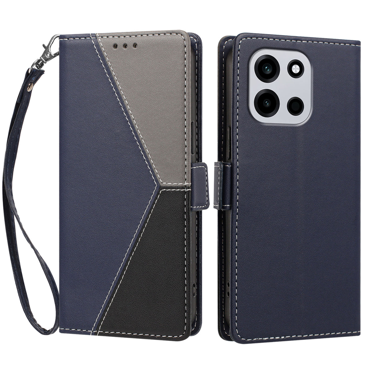 OnePlus Nord CE6 5G / OnePlus Turbo 6V 5G / OnePlus Turbo 6 5G / OnePlus Nord 6 5G skal färgade sömmar RFID-blockerande plånbok i läder med handledsrem
