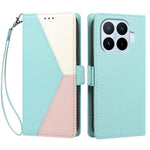 For Xiaomi 17T Case Color Stitching RFID Blocking Wallet Flip Leather Phone Cover with Wrist Strap