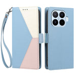For Xiaomi 17T Case Color Stitching RFID Blocking Wallet Flip Leather Phone Cover with Wrist Strap