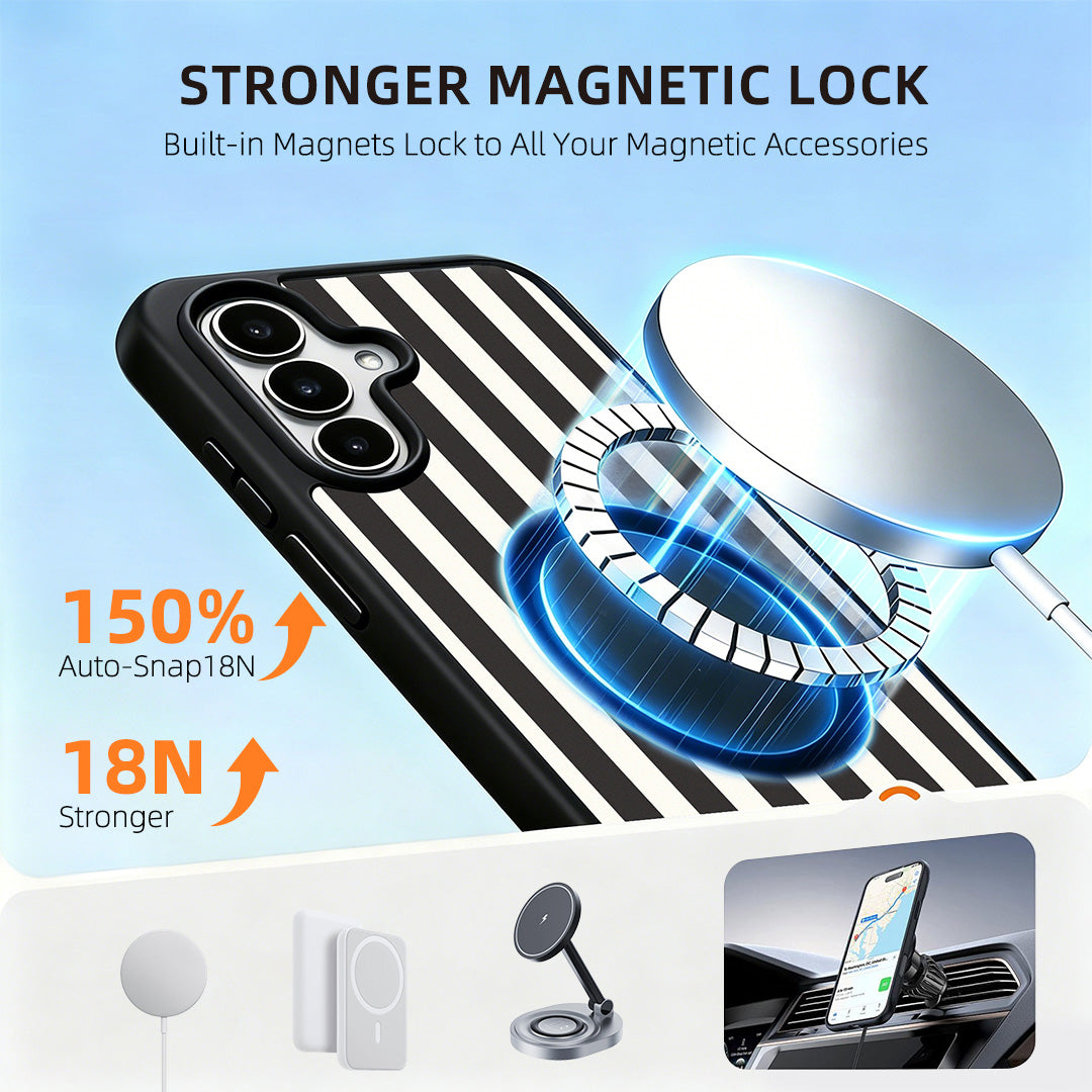 EYCASE for Samsung Galaxy A37 5G Striped Series Magnetic Case TPU + Acrylic Phone Cover