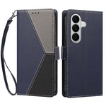For Samsung Galaxy A27 5G / M47 5G Case Color Stitching RFID Blocking Wallet Flip Leather Phone Cover with Wrist Strap