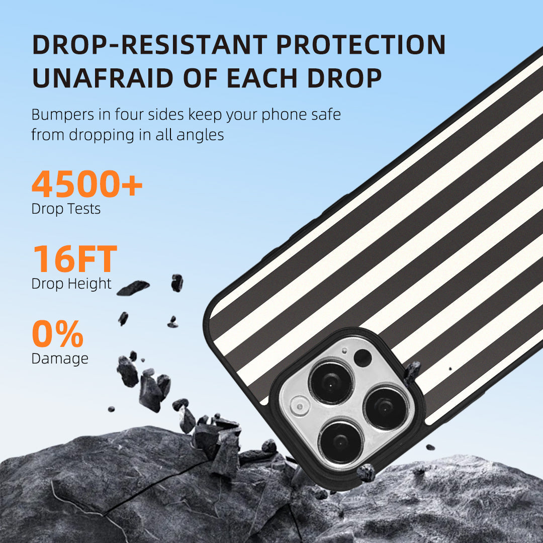 EYCASE for iPhone 15 Pro Max Striped Series Magnetic Case TPU + Acrylic Phone Cover