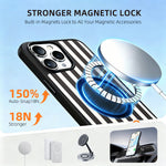 EYCASE til iPhone 16 Pro Max Stribet Serie Magnetisk Etui TPU + Akryl Telefoncover