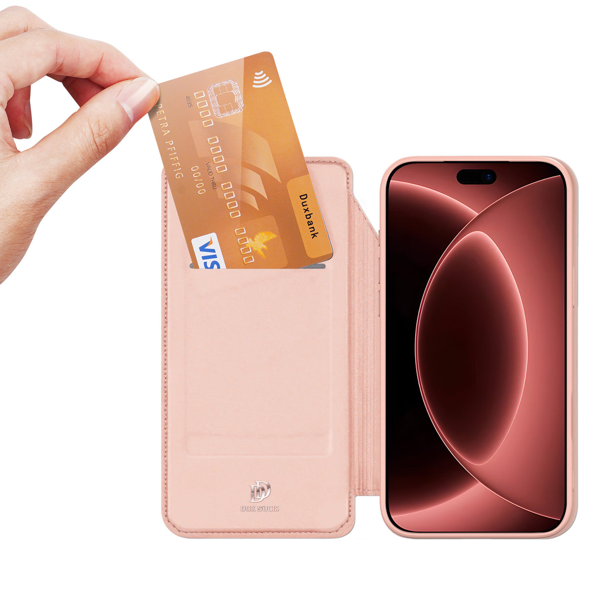 DUX DUCIS Skin Pro iPhone 18 Pro Läderfodral med Ställ - Rosa