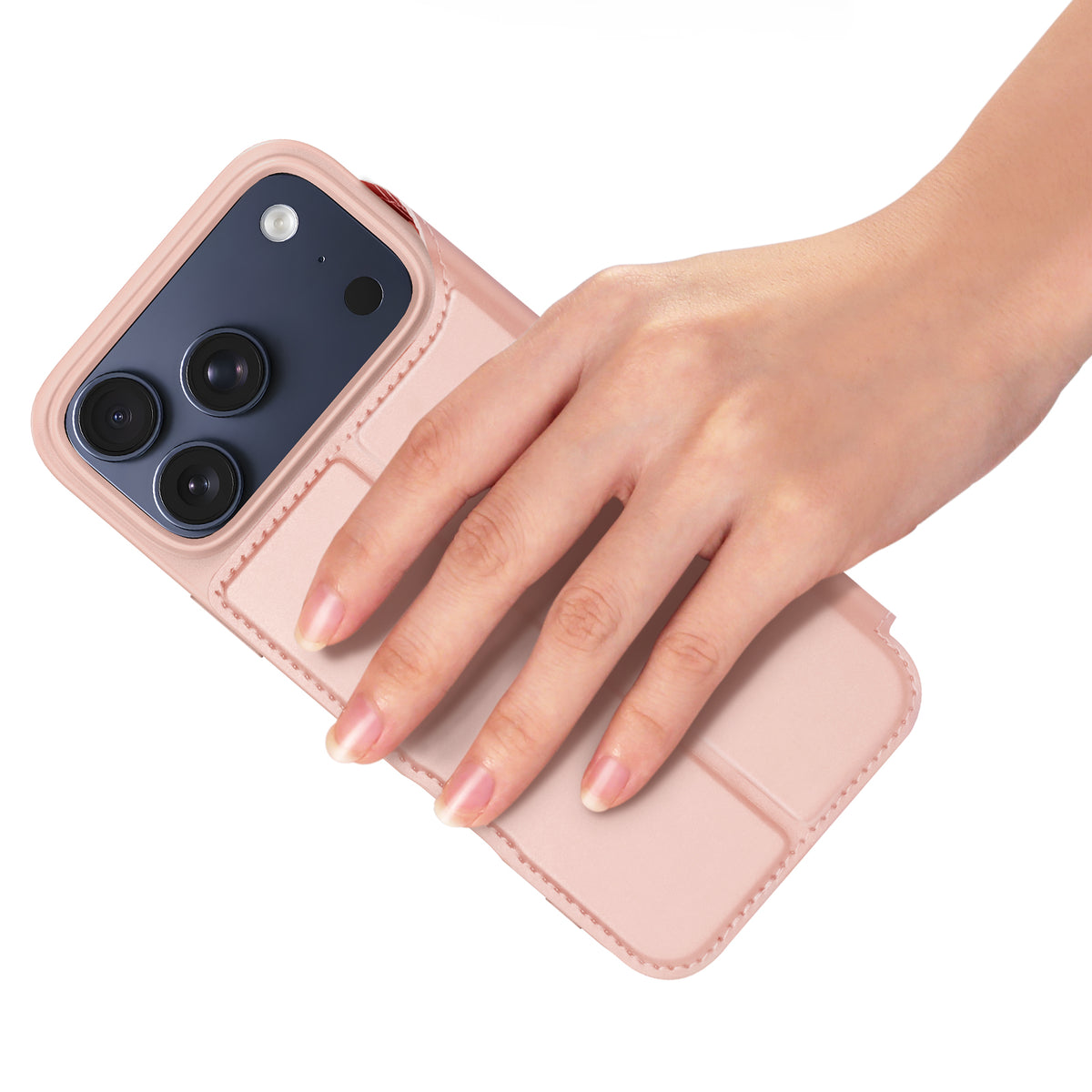 DUX DUCIS Skin Pro iPhone 18 Pro Läderfodral med Ställ - Rosa