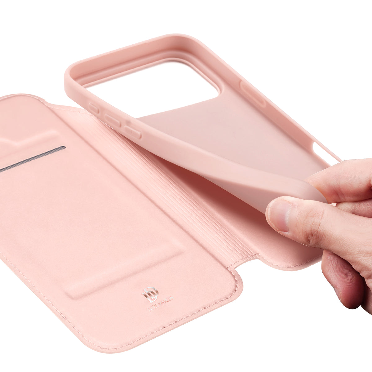 DUX DUCIS Skin Pro iPhone 18 Pro Läderfodral med Ställ - Rosa