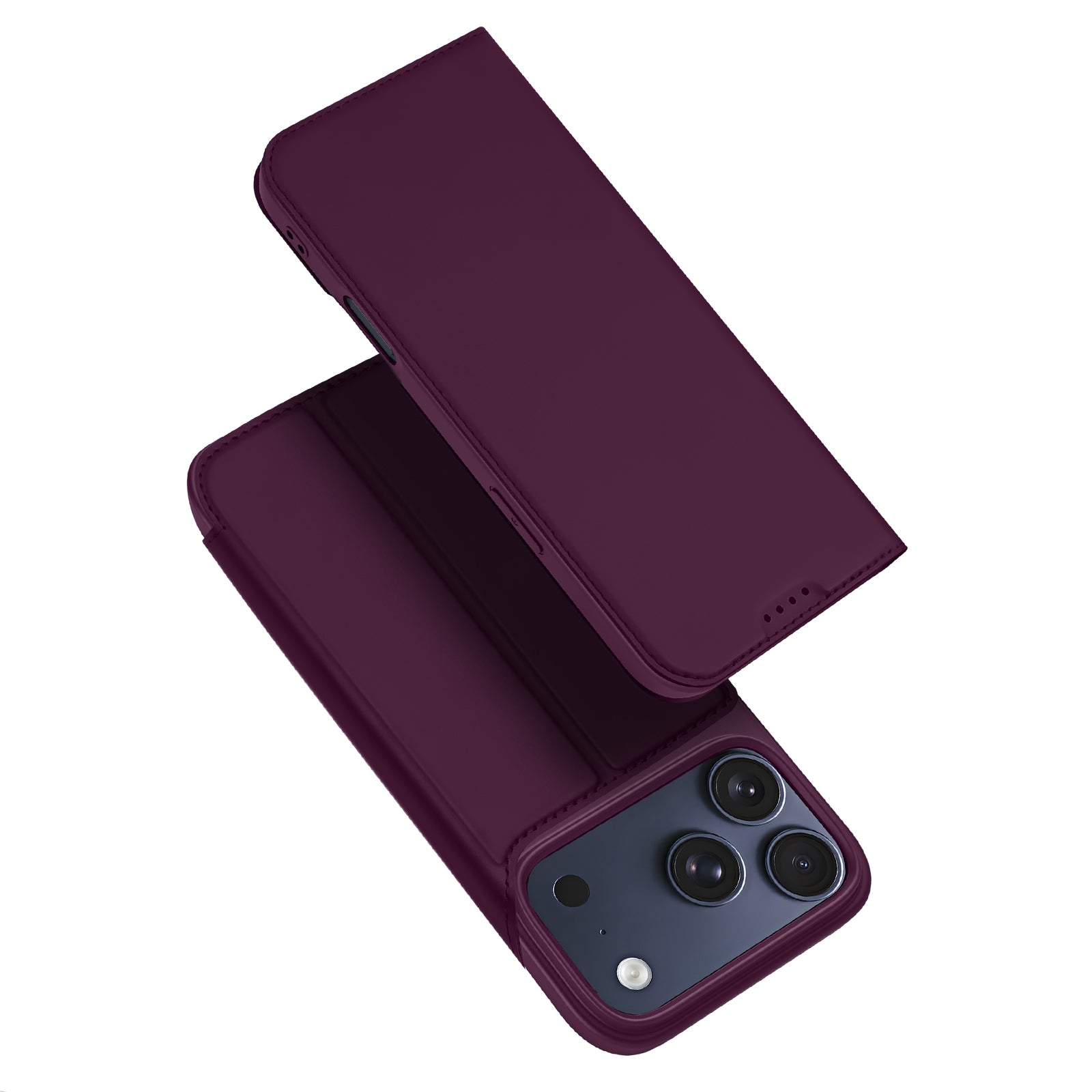 DUX DUCIS Skin Pro iPhone 18 Pro Läderfodral med Ställ - Mörkkörsbär