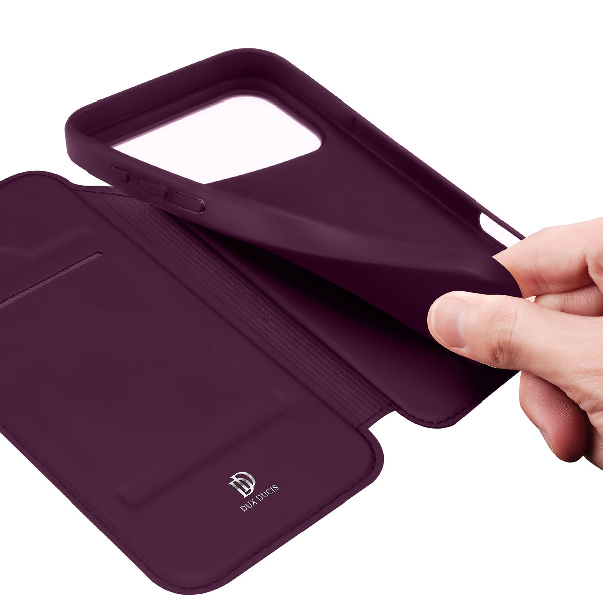 DUX DUCIS Skin Pro iPhone 18 Pro Läderfodral med Ställ - Mörkkörsbär