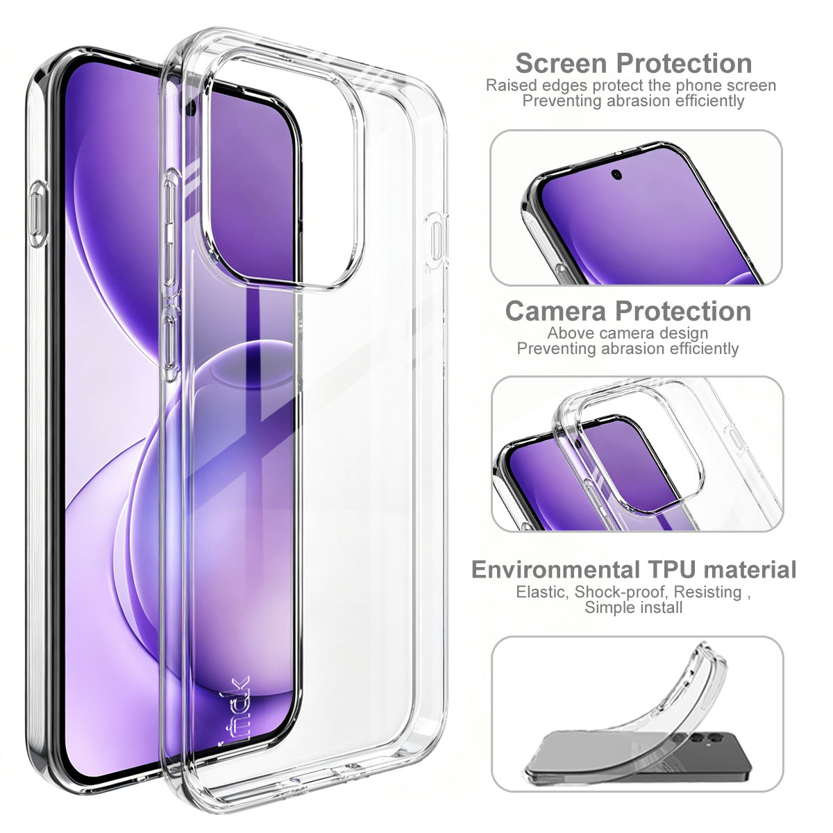 IMAK for Oppo Reno16 Pro 5G (Global) / Oppo Reno16 5G (Global) UX-10 Series Phone Case Soft TPU Mobile Back Cover
