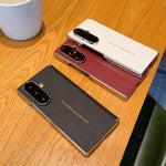 For Samsung Galaxy Z Fold7 5G Case Dual Axis Hinge Electroplated Metal Frame Leather + PC + TPU Phone Cover