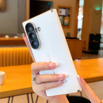 For Samsung Galaxy Z Fold7 5G Case Dual Axis Hinge Electroplated Metal Frame Leather + PC + TPU Phone Cover