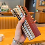 For Samsung Galaxy Z Fold7 5G Case Dual Axis Hinge Electroplated Metal Frame Leather + PC + TPU Phone Cover