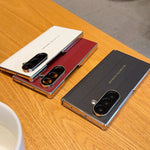 For Samsung Galaxy Z Fold7 5G Case Dual Axis Hinge Electroplated Metal Frame Leather + PC + TPU Phone Cover