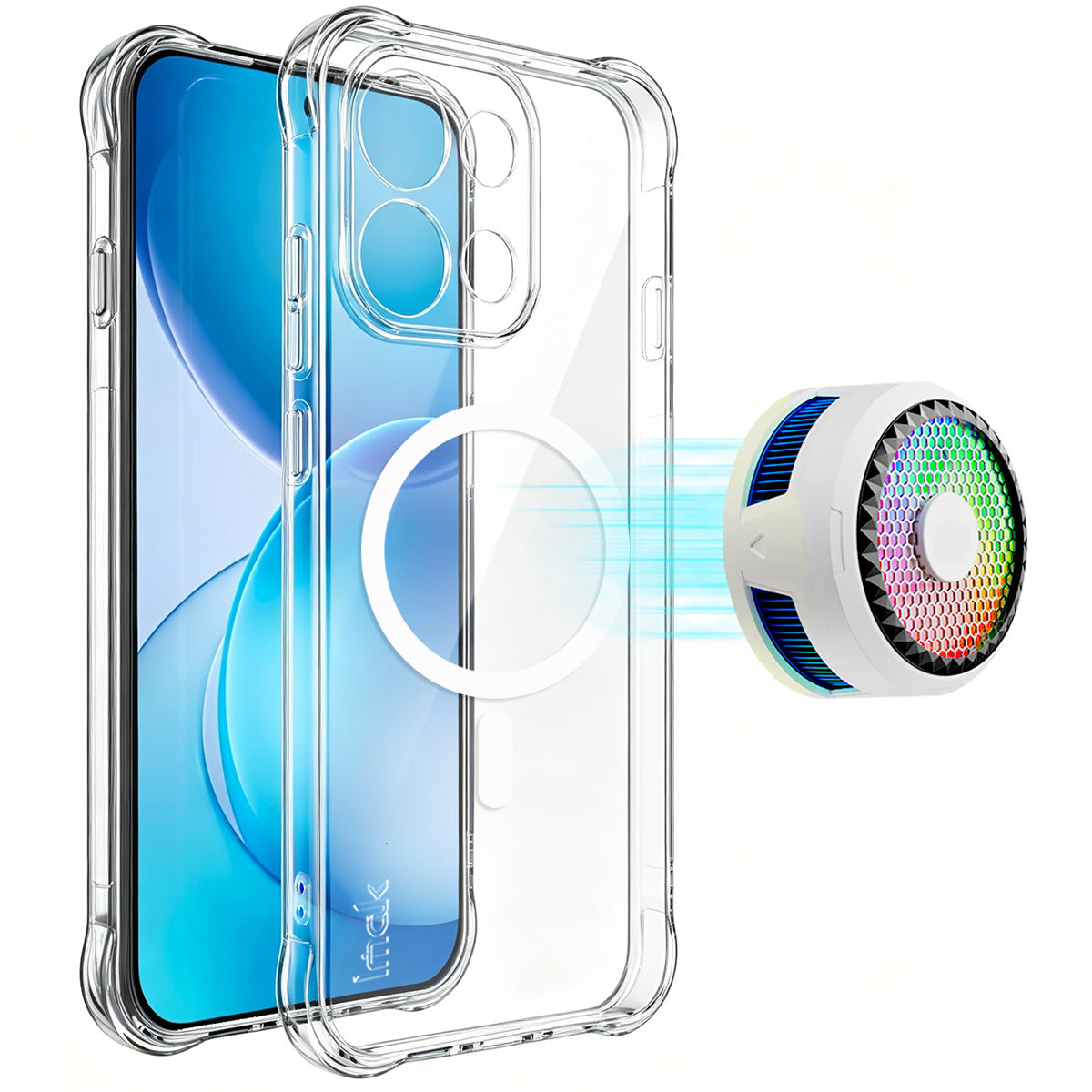 IMAK for Oppo Reno16 FS 5G / Oppo Reno16 F 5G Magnetic Case Airbag Shockproof Protection TPU Phone Cover
