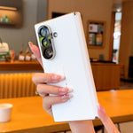 For Samsung Galaxy Z Fold7 5G Case Dual Axis Hinge Electroplated Litchi Texture Leather + PC + TPU Phone Cover