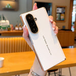 For Samsung Galaxy Z Fold7 5G Case Dual Axis Hinge Electroplated Litchi Texture Leather + PC + TPU Phone Cover